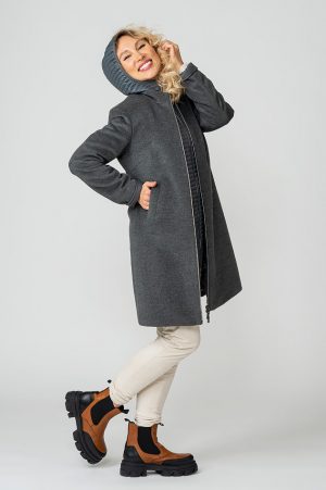 Alexa steel grey cashmere wool coat