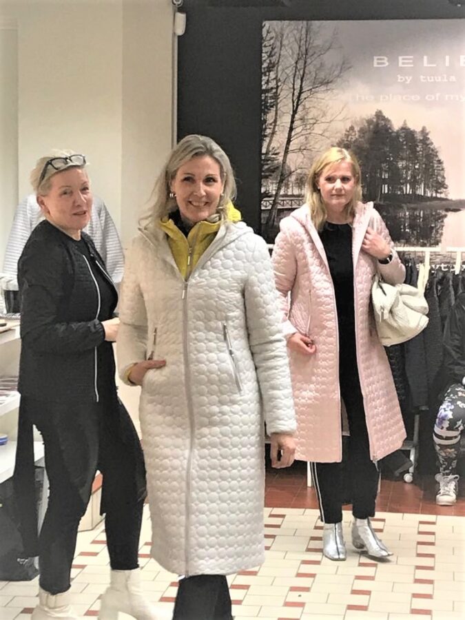 Famous Carrie jackets in Winter White and Winter Rose colours