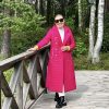 FRIDA Trench Pink Quilted Long Coat with hood front