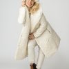 WILMA Cream White Rose Garden Quilted Coat with shawl collar and detachable hood front open