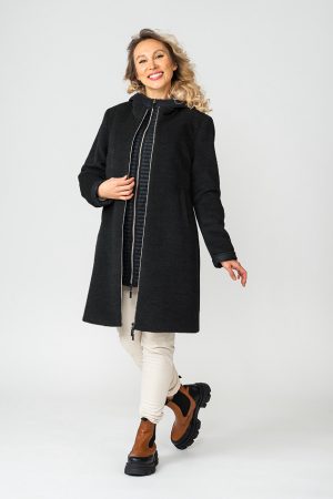 Alexa Black cashmere wool coat