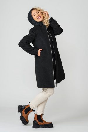 Alexa Black cashmere wool coat side