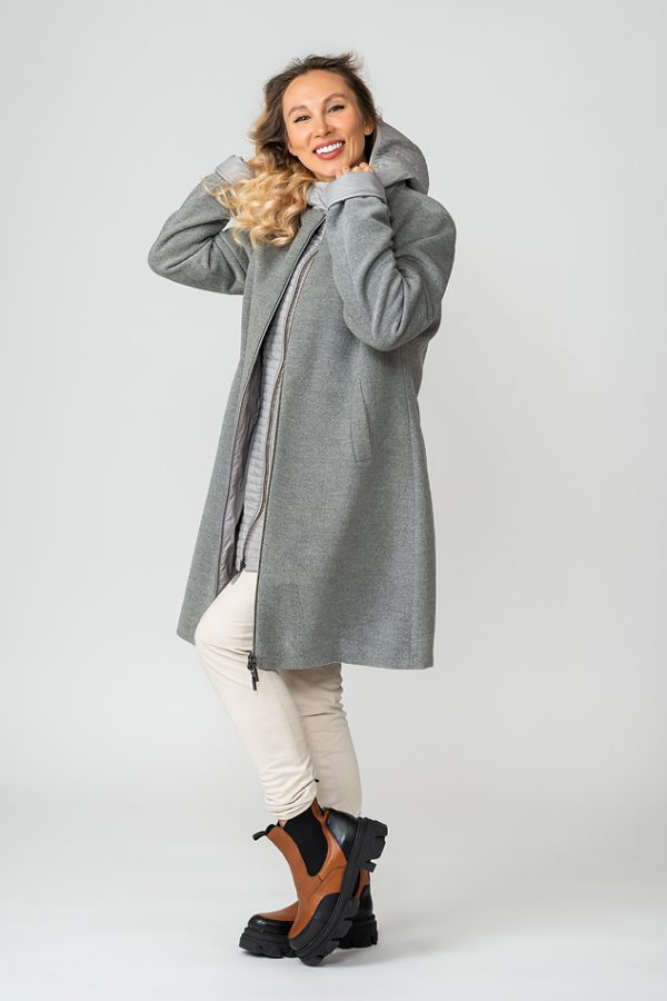 Alexa cashmere wool coat grey side