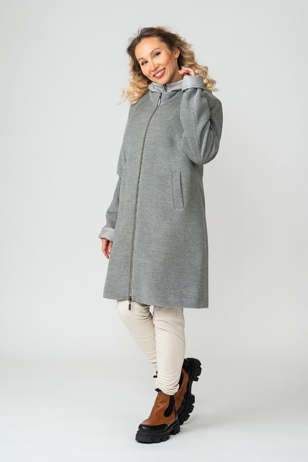 Alexa cashmere wool coat grey front closed