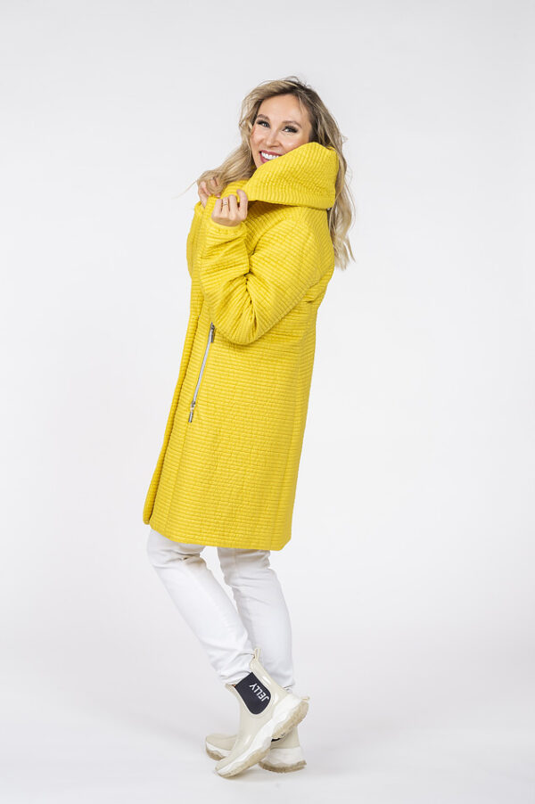 Sofia Yellow Quilted Jacket with shawl collar - Image 7
