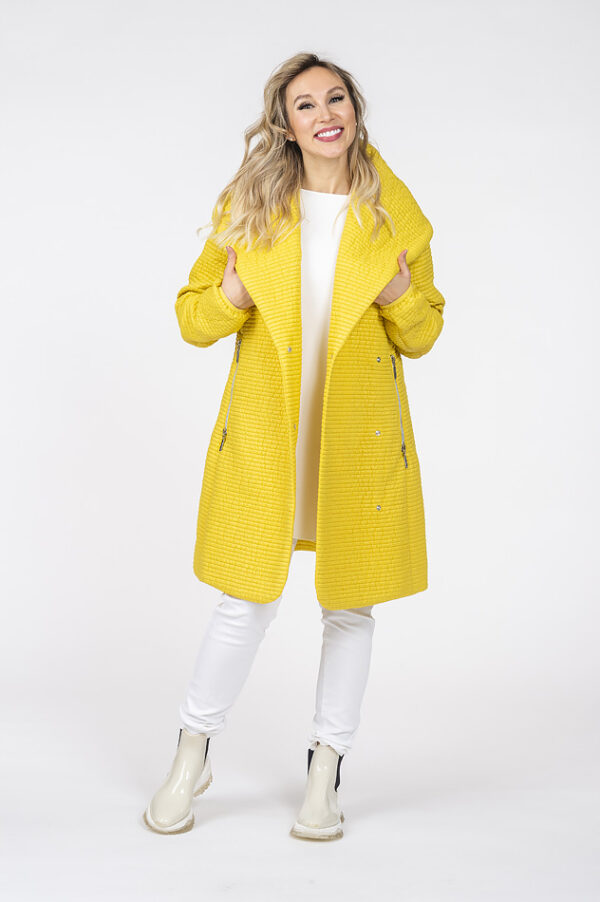 Sofia Yellow Quilted Jacket with shawl collar - Image 4