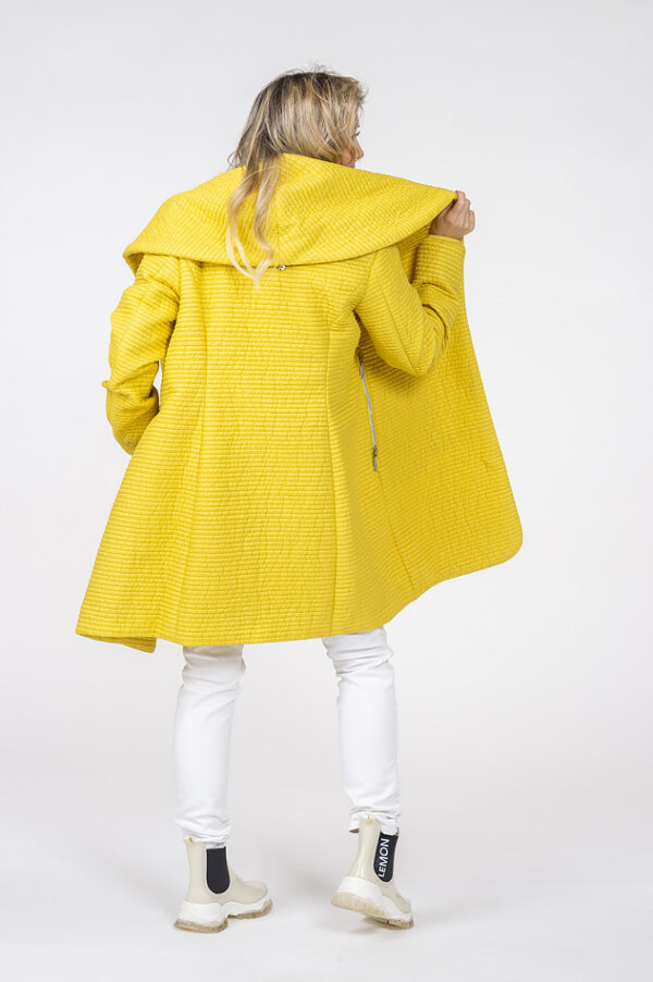 Sofia Yellow Quilted Jacket with shawl collar - Image 9