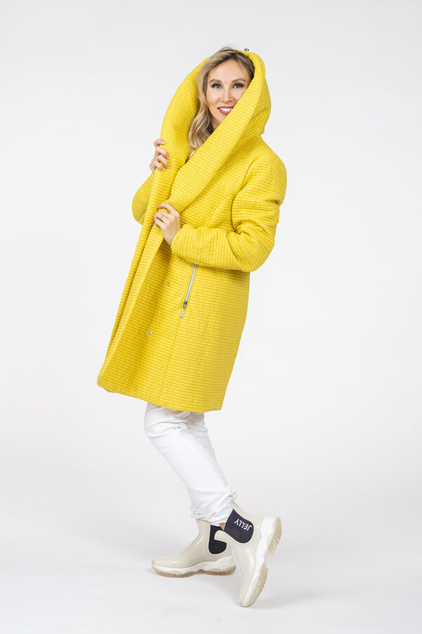 Sofia Yellow Quilted Jacket with shawl collar - Image 8