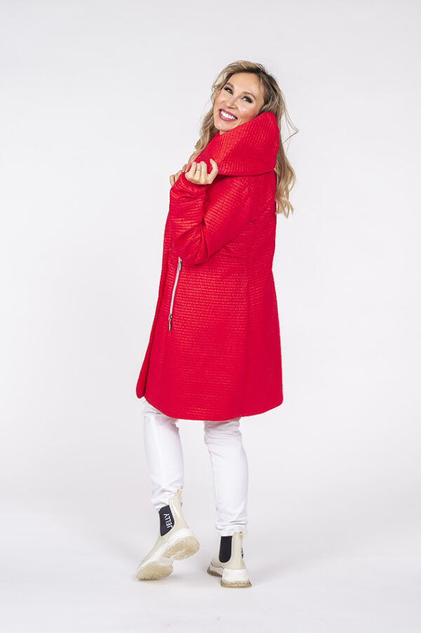 Sofia Bright Red Quilted Jacket with shawl collar - Image 6