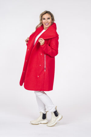 Alternative view of Sofia Bright Red Quilted Jacket with shawl collar