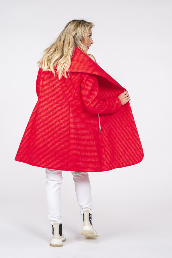 Sofia Bright Red Quilted Jacket with shawl collar - Image 9